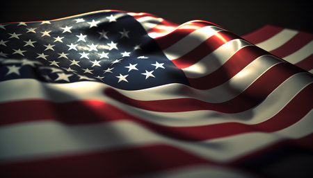 American Flag Closeup Background. 3D Render. United States of America Flagの写真素材