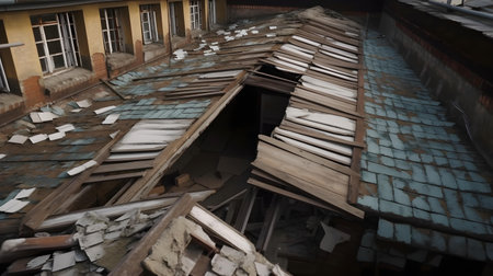 Destroyed buildings in Krakow, Poland.の写真素材