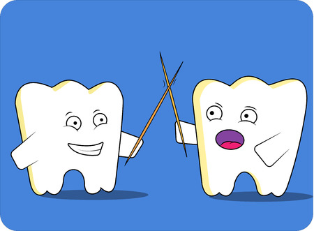 cartoon tooth fightのイラスト素材
