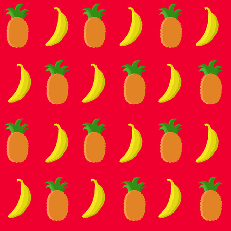 pineapple and banana patternのイラスト素材