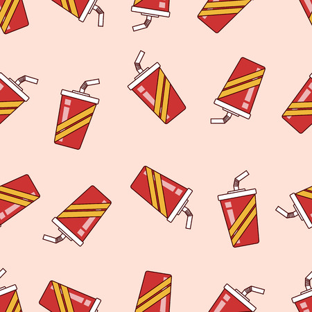 Vector seamless cup soda pattern. Cartoon retro cup soda background.のイラスト素材