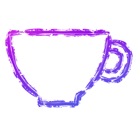 Vector hand drawn brush line cup coffee. Fashion purple and blue gradient coffeeのイラスト素材