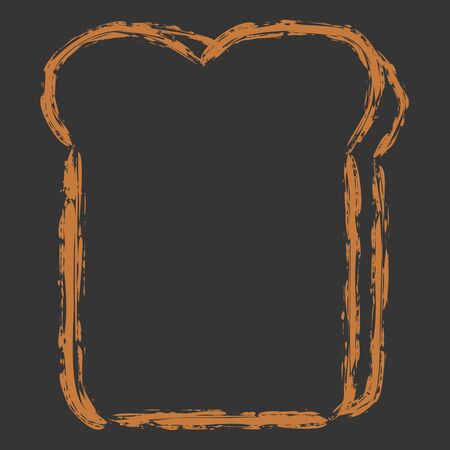 Vector hand drawn brush line color slice bread on black backgroundのイラスト素材
