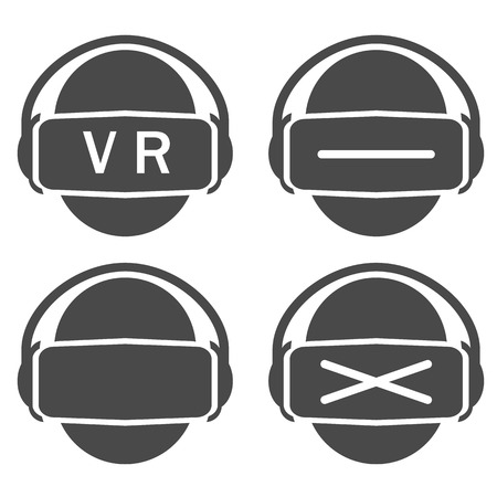 Vector set icon virtual reality or vr silhouetteのイラスト素材