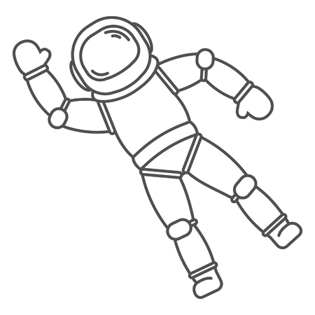 Astronaut in space in black line styleのイラスト素材