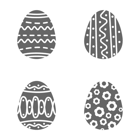 Set easter egg with curly ornament. Pack icon silhouette easter eggのイラスト素材