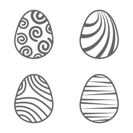 Set easter egg with curly ornament. Pack icon line easter eggのイラスト素材