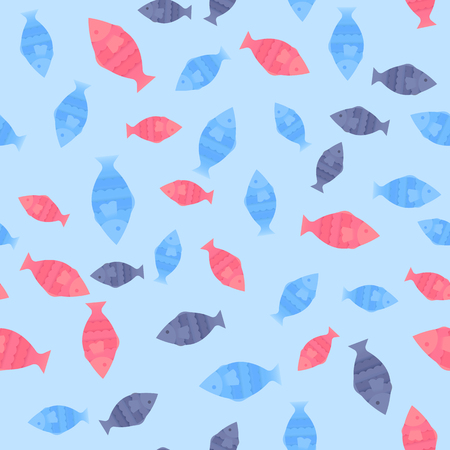 ocean fish flat style seamless patternのイラスト素材
