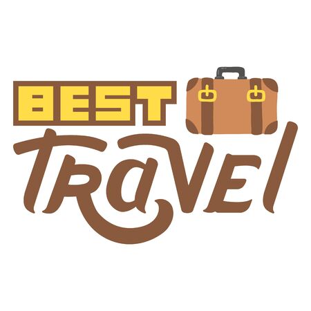 Lettering hand drawn best travel with briefcase logoのイラスト素材