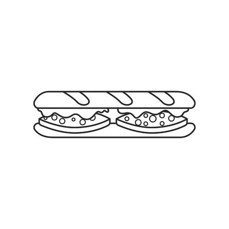 Icon line sandwich with salami and fresh vegetables illustration.のイラスト素材