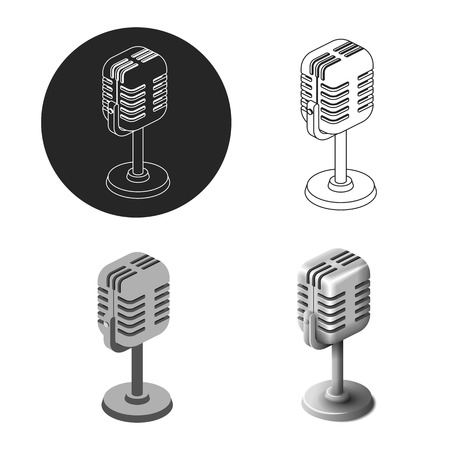Set old retro microphone in different style isometric isolatedのイラスト素材
