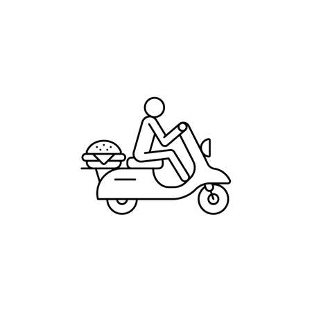 Online food delivery on scooter icon outlineのイラスト素材
