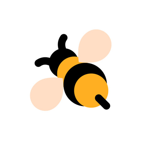 cartoon bee minimalistic style icon or logo vector illustrationのイラスト素材