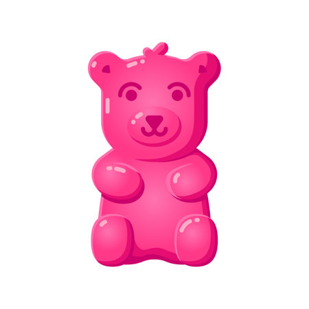 Pink jelly gummy bear sweet dessert vector illustration. cartoon gelatin candyのイラスト素材