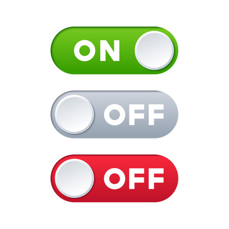 Set with realistic 3d style toggle switch sliders on and off vector illustrationのイラスト素材