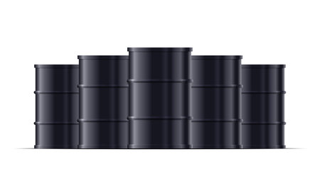 Black metal barrels with gasoline or oil vector illustrationのイラスト素材
