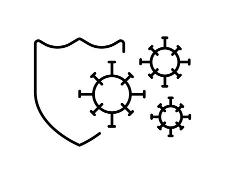 Concept shield protect against viruses outline style vector iconのイラスト素材