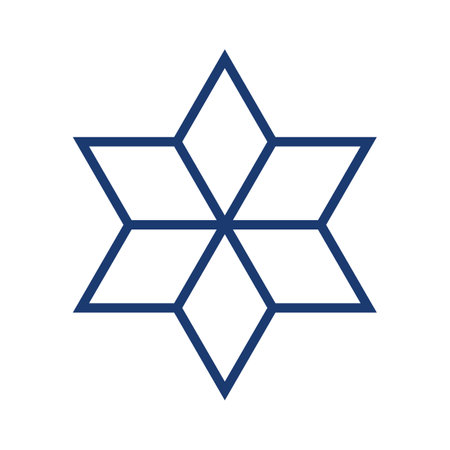 Outline with editable stroke Jewish star of David six- pointed star of diamonds vector illustrationのイラスト素材