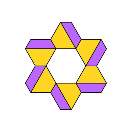 Retro futuristic twisting impossible six-pointed star vector illustrationのイラスト素材