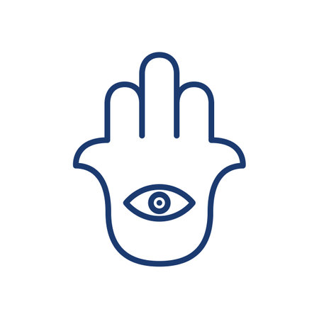 Hamsa hand or hand of Fatima religious amulet outline vector illustrationのイラスト素材