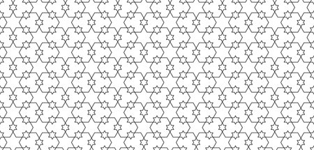 Seamless pattern with thin line Jewish stars vector illustrationのイラスト素材
