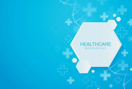 Abstract blue geometric medical cross shape medicine and science health care concept backgroundのイラスト素材
