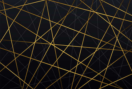 Modern dark black background design. Luxury creative gold line overlap pattern. Template design for web banner, fashion, fabric print, covers, wallpaper, texture. Vector illustrationのイラスト素材