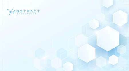 Medical background design. Geometric abstract background with hexagons. Soft blue color. Science concept, Medical,Technology. Futuristic minimalism. Can be used for poster, cover, banner, brochureのイラスト素材
