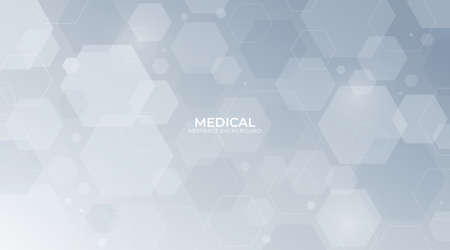 Abstract white and grey gradient medical vector background trendy. Science style hexagon geometric design. Simple technology texture. Bright vector wallpaper. Vector illustrationのイラスト素材