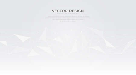 Abstract polygonal background with connecting dots and lines. Simple technology graphic. White grey lines design concept. Modern futuristic vector banner. Vector illustrationのイラスト素材