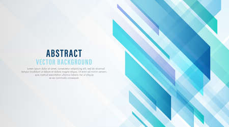 Abstract light blue modern overlapped geometric shape with futuristic technology concept on white background. Simple templates design composition. Minimal square graphic vector pattern. Vector illustrationのイラスト素材