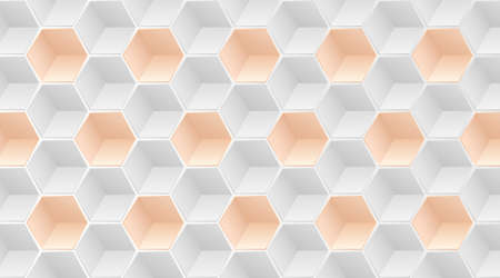 Abstract white and gold hexagonal shapes background. Design geometry simple modern. Luxury and...