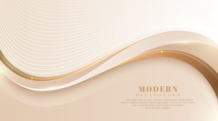 Modern abstract white soft golden wave lines background. Luxury and elegant wave lines element. Simple template design for a sweet and elegant feeling. Suit for poster, brochure, presentation, flyerのイラスト素材