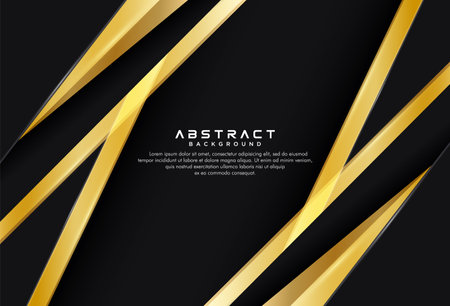 Abstract black triangle background with gold glitter diagonal lines. Luxury and elegant template design with space for your text. Suit for poster, cover, brochure, banner, presentation, websiteのイラスト素材