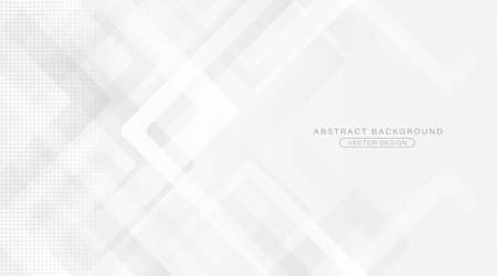 Abstract white and gray geometric background creative design. Modern simple gradient square geometry texture graphic element with halftone decoration. Vector illustrationのイラスト素材