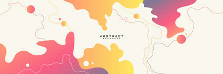Abstract dynamic fluid shapes composition background. Colored spots and lines element creative design. Suit for poster, cover, banner, flyer, presentation, website. Vector illustrationのイラスト素材