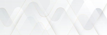 Modern abstract white rounded triangle shapes background with gold triangle line. Luxury and elegant...