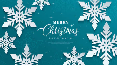 Christmas background with shining silver snowflakes. Christmas and happy new year texture creative design with shadow decoration. Luxury and elegant graphic elements. Vector illustrationのイラスト素材