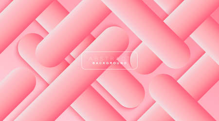 Abstract pink gradient rounded lines pattern background. Modern diagonal geometric rounded shape design. Simple overlap geometric texture vector element with shadow. Vector illustrationのイラスト素材
