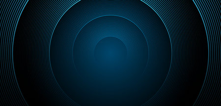 Abstract blue circle line stripes on dark blue background. Gradient halftone circle lines pattern....