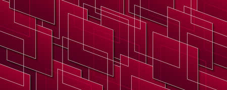 Abstract red square shape background. Modern square geometric shape overlap pattern with shadow. Suit for wallpaper, backdrop, poster, banner, flyer, brochure, website. Vector illustrationのイラスト素材