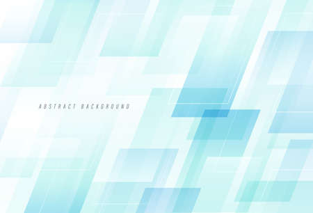 Abstract green turquoise and blue gradient geometric shape overlay layer background. Bright color diagonal square shapes elements. Modern transparent geometric texture designのイラスト素材