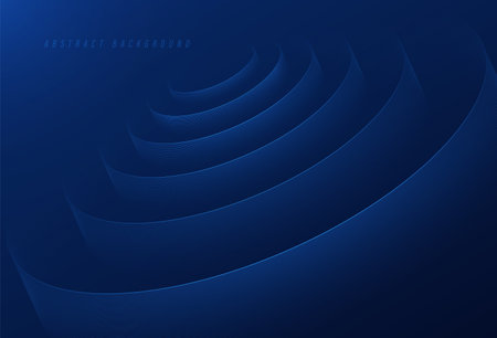 Abstract dark blue background with glowing circle lines pattern. Spiral movement. Modern graphic design element. Futuristic technology concept. Vector illustrationのイラスト素材