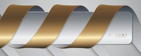 Abstract golden spiral ribbon on white background. Shiny gold ribbon swirl with shadow. Modern luxury template design. Suit for banner, poster, flyer, brochure, card, presentation. Vector illustrationのイラスト素材