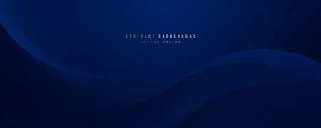 Elegant abstract dark blue background with wave line pattern. Modern luxury template design. Space for your text. Suit for poster, banner, business, brochure, cover, web, flyer. Vector illustrationのイラスト素材