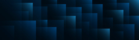 Dark blue abstract square background. Modern transparent geometric shape overlay texture. Suit for cover, header, banner, poster, presentation, wallpaper, website. Vector illustrationのイラスト素材