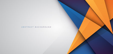 Abstract banner background with overlap layer. Modern blue and orange geometric triangle shapes. Space for your text. Suit for brochure, business, corporate, cover, website. Vector illustrationのイラスト素材