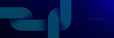 Abstract glowing blue circle lines on dark background. Retro style. Geometric stripe line art...