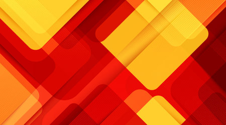Abstract red and yellow geometric shape background with shadow effects. Modern geometric square overlay texture design. Suit for banner, brochure, cover, flyer, poster, website. Vector illustrationのイラスト素材