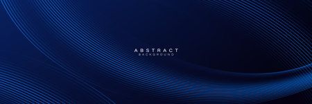 Abstract glowing geometric oval lines on dark blue background. Motion curve lines. Modern futuristic shiny blue lines design. Suit for corporate, business, brochure, banner, cover, presentationのイラスト素材